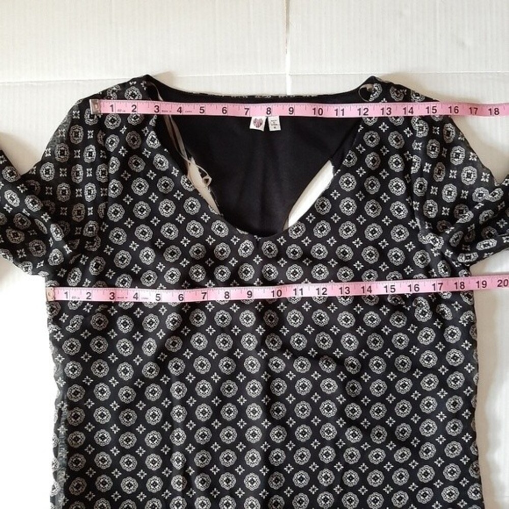 AUW Bohemian Tunic Lined Mini Dress Back Cut-out Bell Sleeve Size M - Picture 7 of 15
